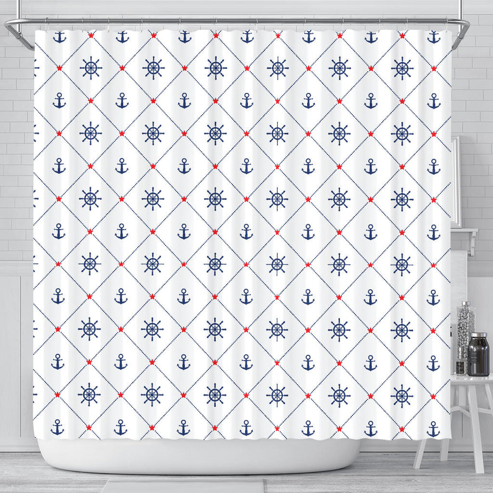 Anchor Rudder Nautical Design Pattern Shower Curtain Fulfilled In US