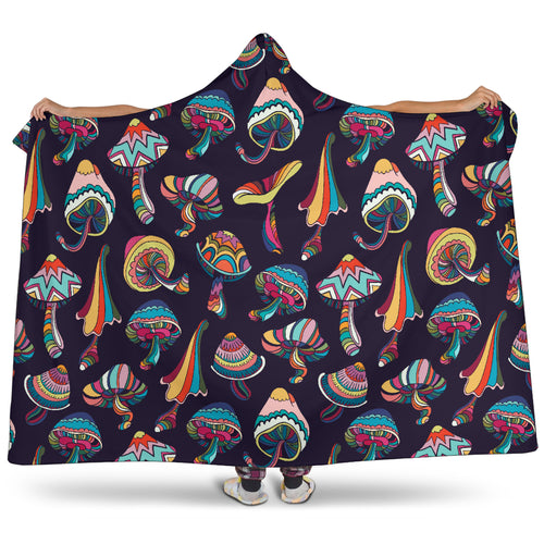 Colorful Mushroom Pattern Hooded Blanket