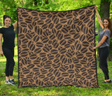 Coffee Bean On Brown Background Premium Quilt