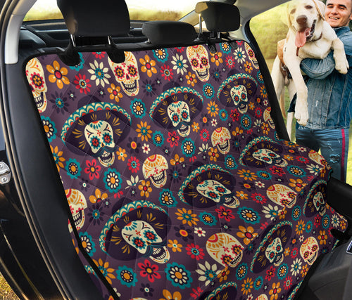 Sugar Skulls Flower Maxican Pattern Dog Car Seat Covers