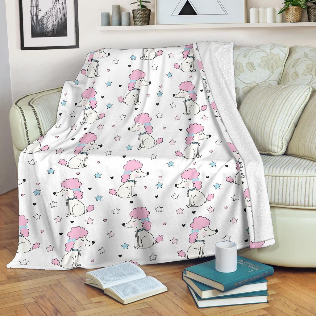 Cute Poodle Dog Star Pattern Premium Blanket