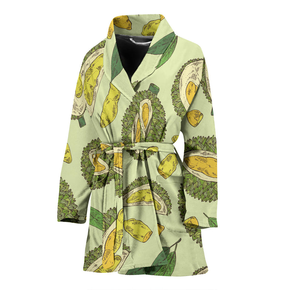 Durian Leaves Pattern Background Women'S Bathrobe