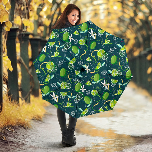 Lime Ice Flower Pattern Umbrella
