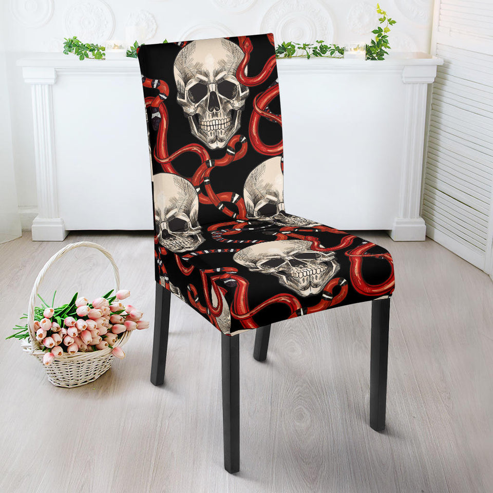 Red Snake Skull Pattern Dining Chair Slipcover