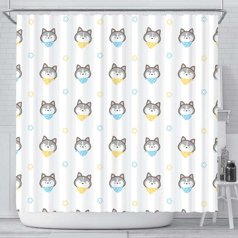 Cute Siberian Husky Pattern Shower Curtain Fulfilled In US