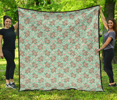 Hippopotamus Pattern Print Design 02 Premium Quilt