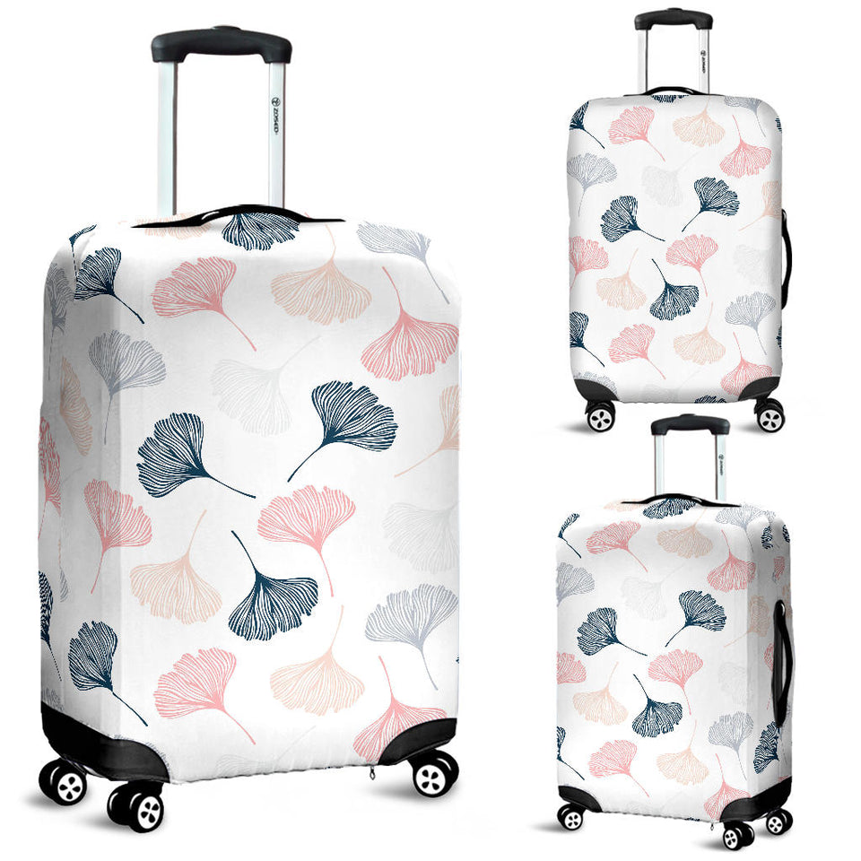 Black Gray Cream Coral Ginkgo Leaves Pattern Luggage Covers