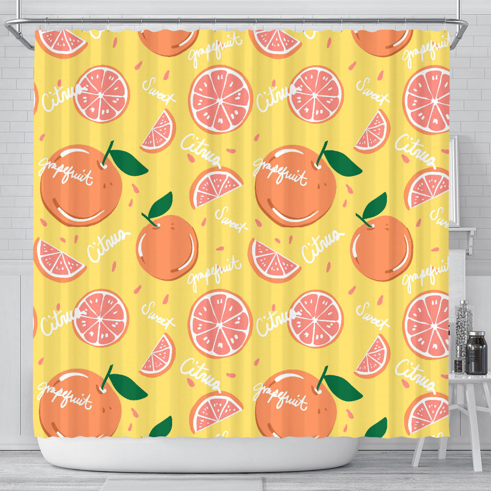 Grapefruit Yellow Background Shower Curtain Fulfilled In US