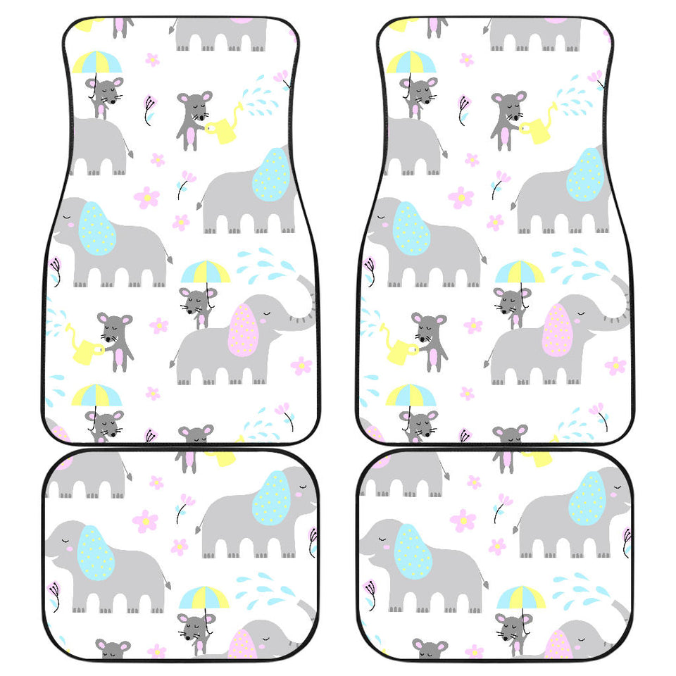 Cute Elephant Mouse Pattern Front And Back Car Mats