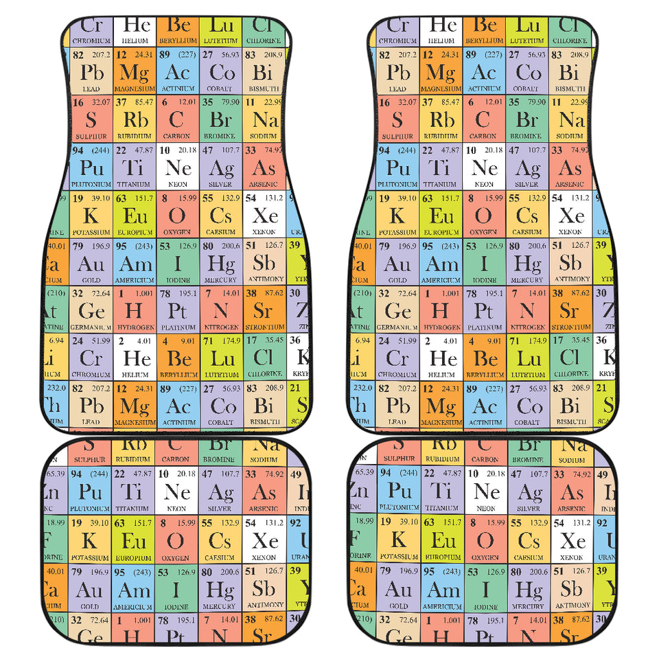 Chemistry Periodic Table Pattern Print Design 01 Front and Back Car Mats