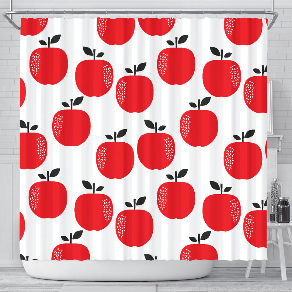 Red Apples White Background Shower Curtain Fulfilled In US