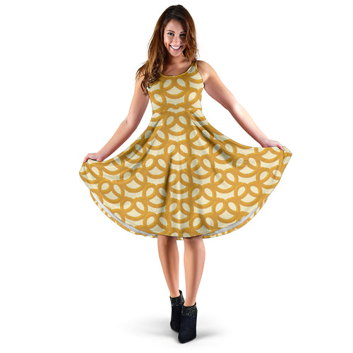 Pretzels Pattern Print Design 01 Sleeveless Midi Dress