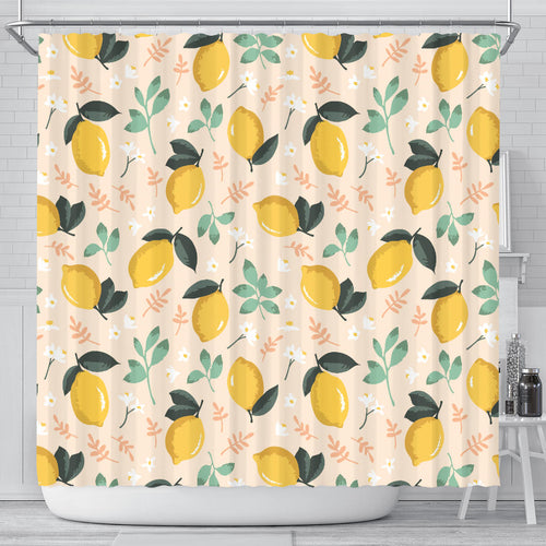 Lemon Flower Leave Pattern Shower Curtain Fulfilled In US