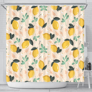 Lemon Flower Leave Pattern Shower Curtain Fulfilled In US