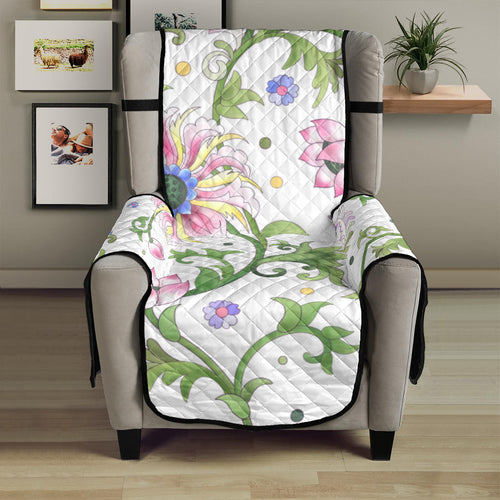 Beautiful pink lotus waterlily leaves pattern Chair Cover Protector