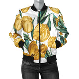 Yellow Tulips Pattern Women'S Bomber Jacket