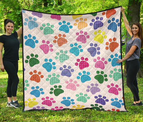 Dog Paws Pattern Print Design 01 Premium Quilt