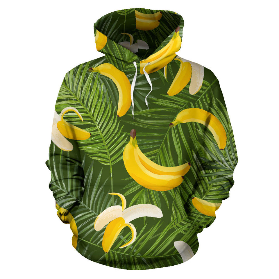 Banana Palm Leaves Pattern Men Women Pullover Hoodie