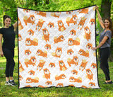 Brown Pomeranian Pattern Premium Quilt
