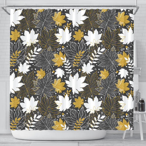 Beautiful Gold Autumn Maple Leaf Pattern Shower Curtain Fulfilled In US