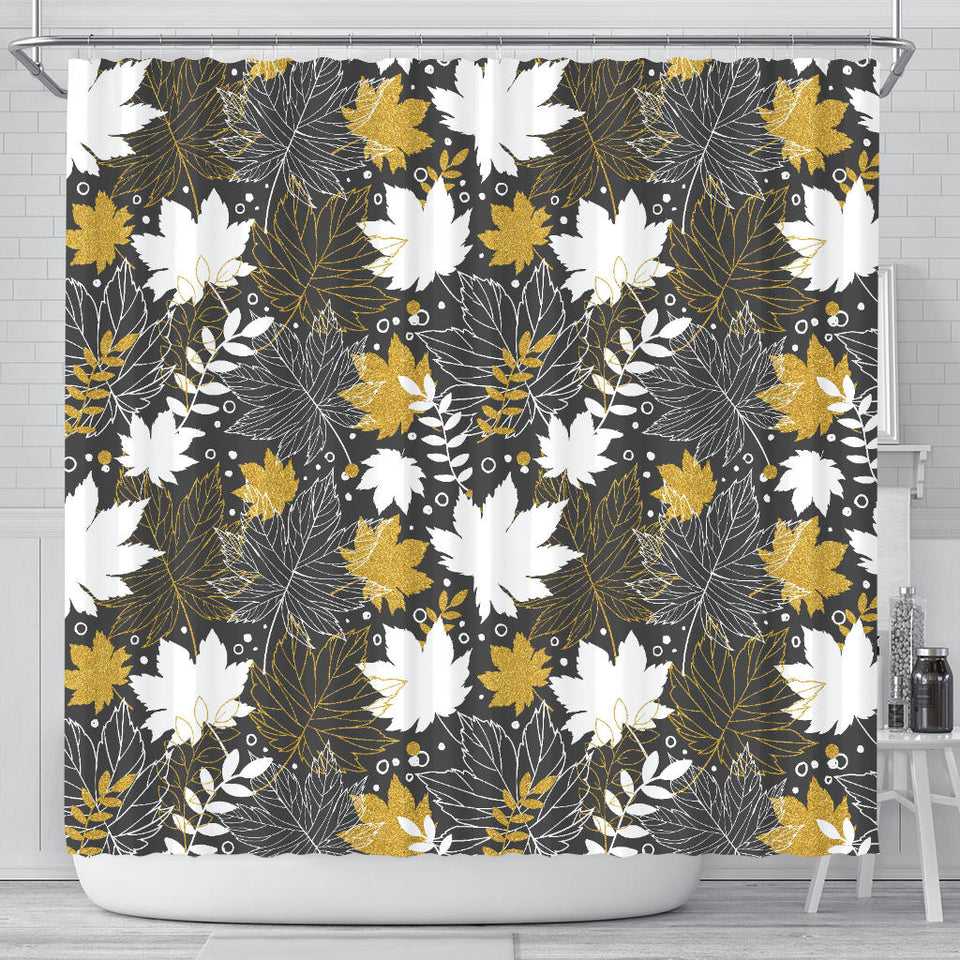 Beautiful Gold Autumn Maple Leaf Pattern Shower Curtain Fulfilled In US