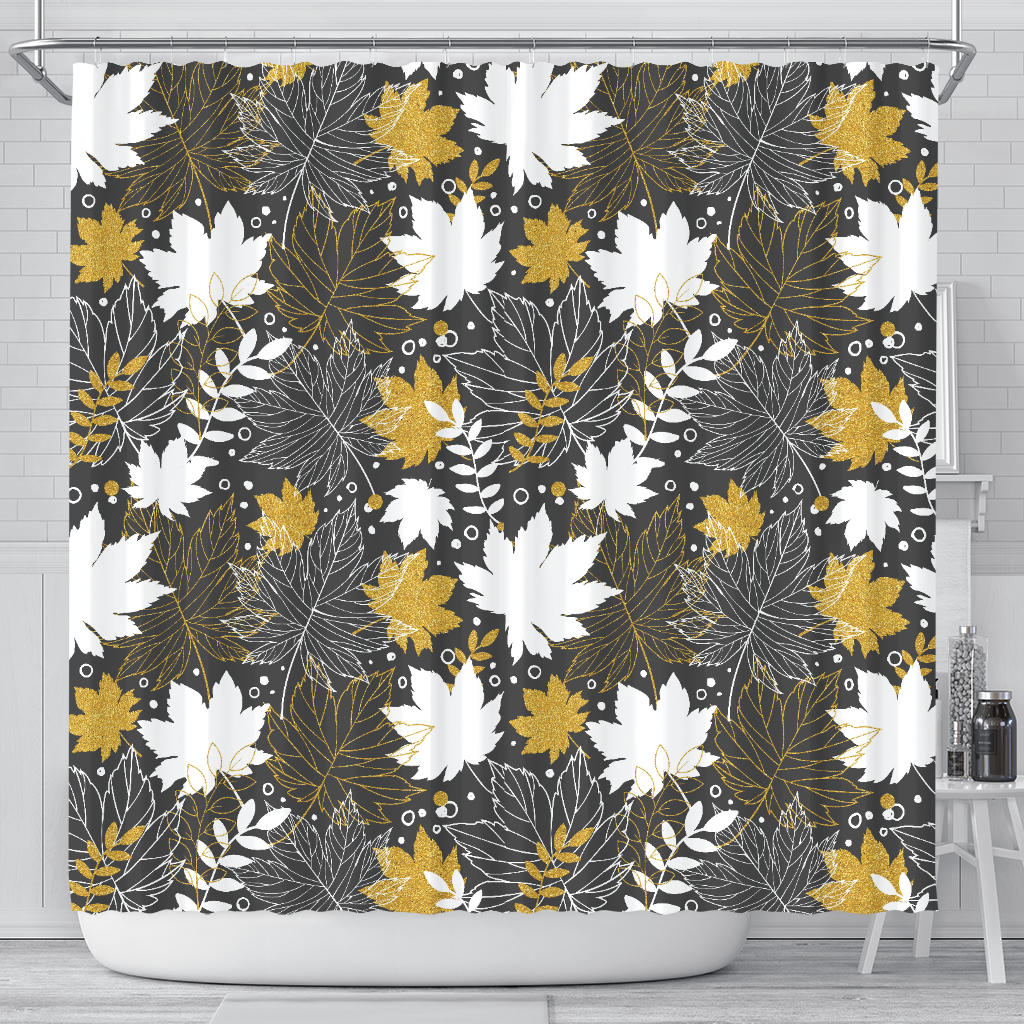 Beautiful Gold Autumn Maple Leaf Pattern Shower Curtain Fulfilled In US
