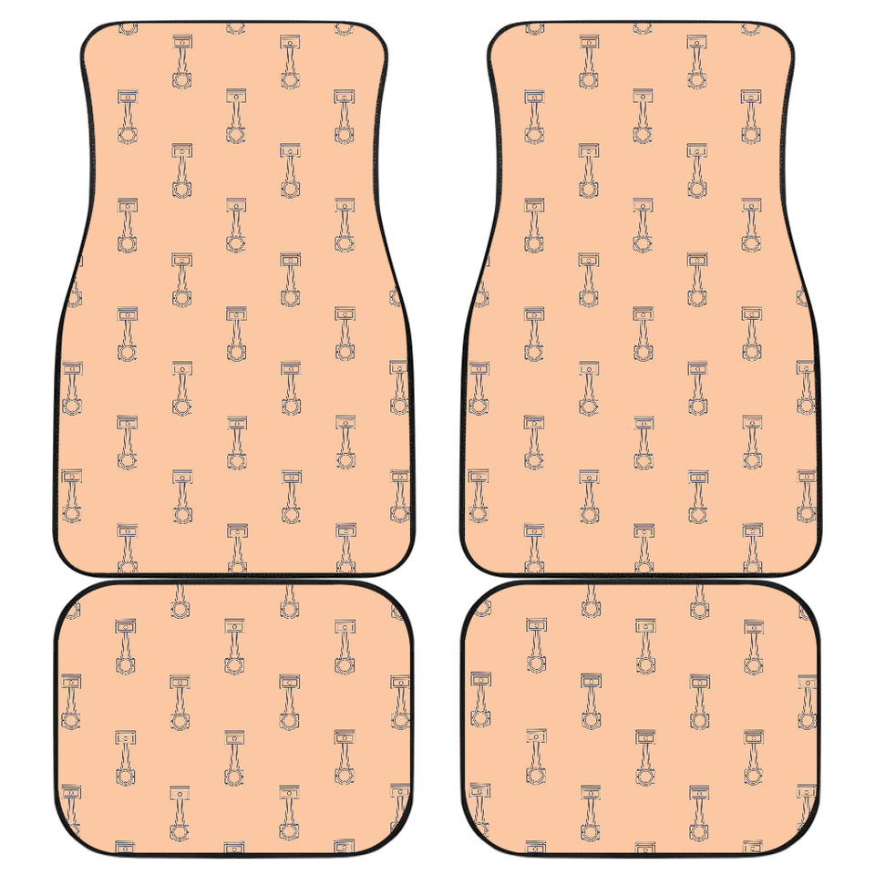 Engine Piston Cream Background Pattern Print Design 04 Front and Back Car Mats