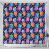 Pineapples Pattern Zigzag Background Shower Curtain Fulfilled In US