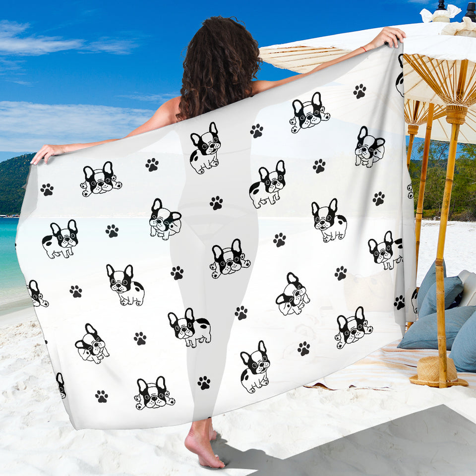 Cute French Bulldog Paw Pattern Sarong
