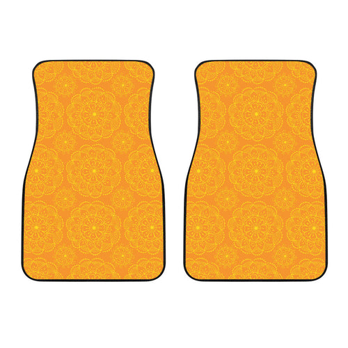 Orange Traditional Indian Element Pattern Front Car Mats