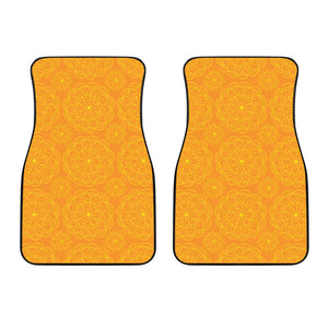 Orange Traditional Indian Element Pattern Front Car Mats