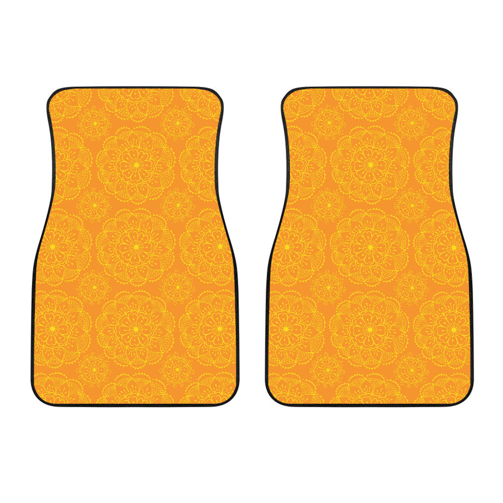 Orange Traditional Indian Element Pattern Front Car Mats