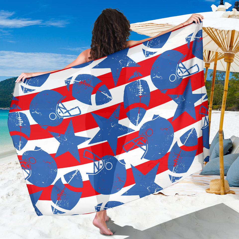 American Football Ball Star Stripes Pattern Sarong