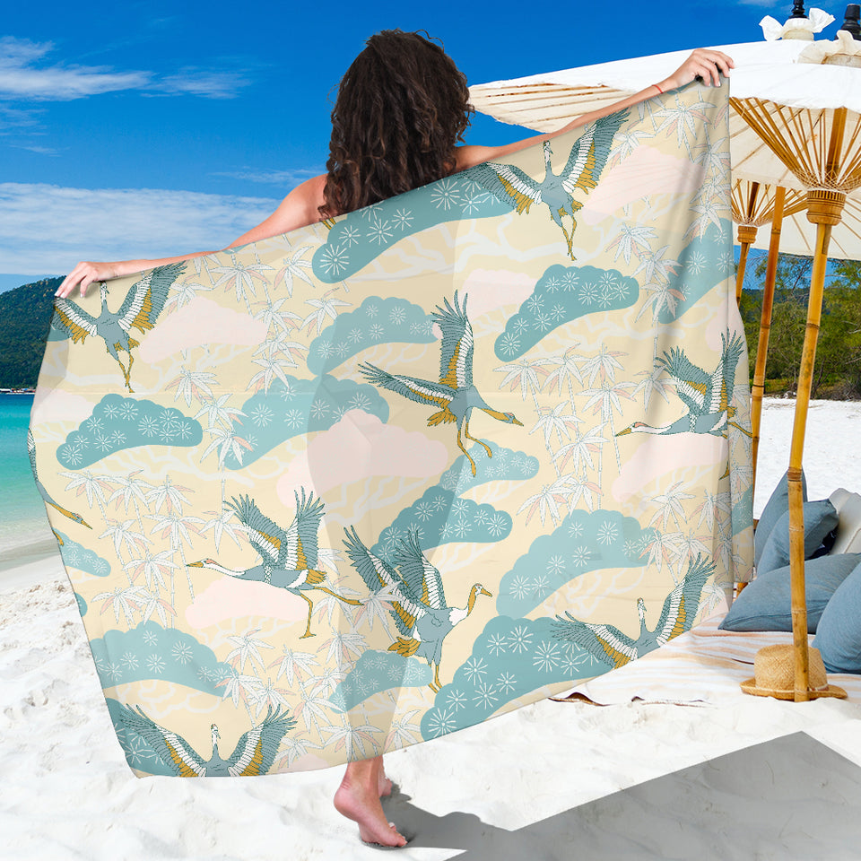 Bonsai Bamboo Stork Japanese Pattern Cream Theme Sarong