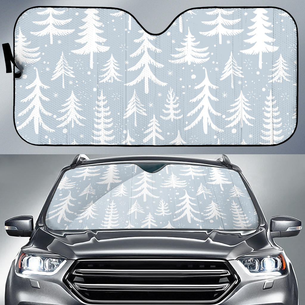 Christmas Tree Winter Forest Pattern Car Sun Shade