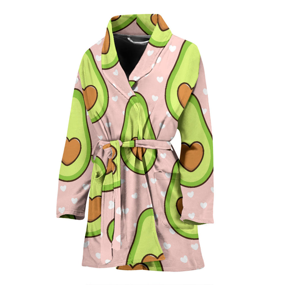 Avocado Heart Pink Background Women'S Bathrobe