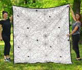 Spider Web Cobweb Pattern White Background Premium Quilt