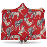 Zebra Abstract Red Background Hooded Blanket