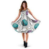Bowling Ball And Pin Gray Background Sleeveless Midi Dress