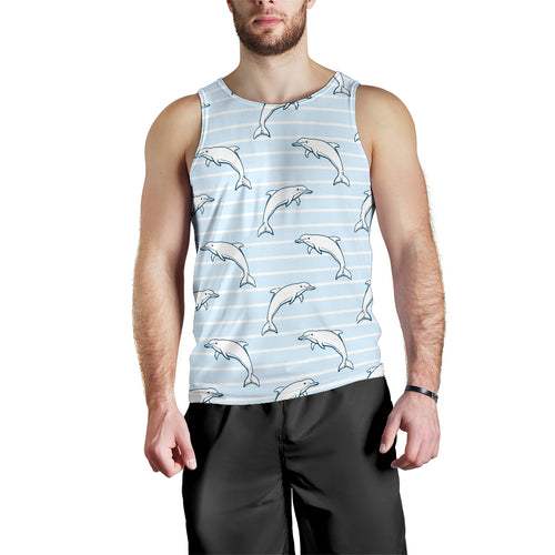 Dolphin blue striped background Men Tank Top