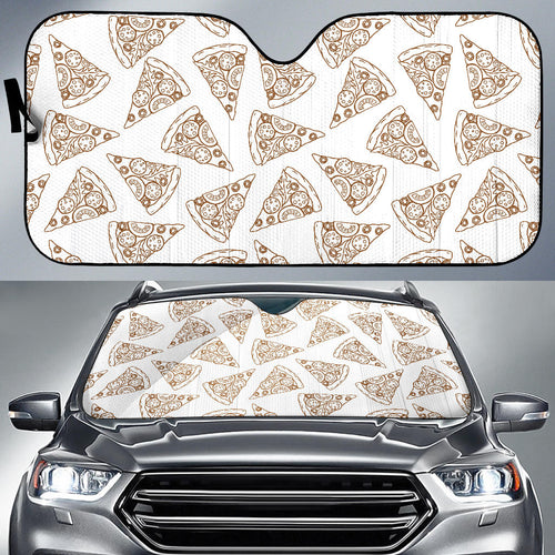 Hand Drawn Pizza Pattern Car Sun Shade