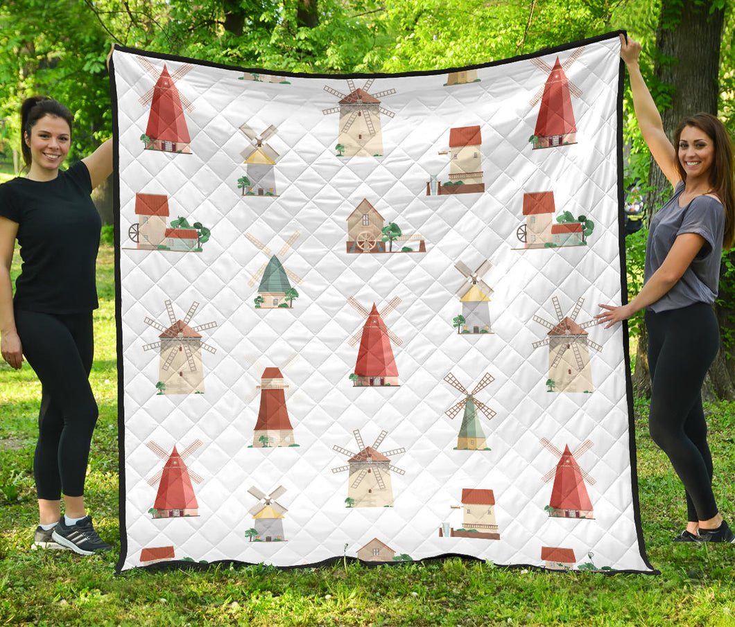 Windmill Design Pattern Premium Quilt