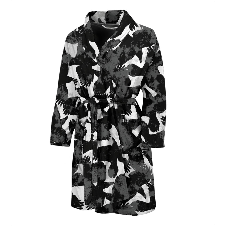 Crow Illustration Pattern Men'S Bathrobe