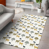 Silhouettes Of Goat And Tree Pattern Area Rug