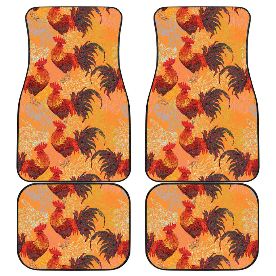 Red Rooster Chicken Cock Pattern Front And Back Car Mats