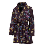 Hummingbird Pattern Print Design 04 Women's Bathrobe