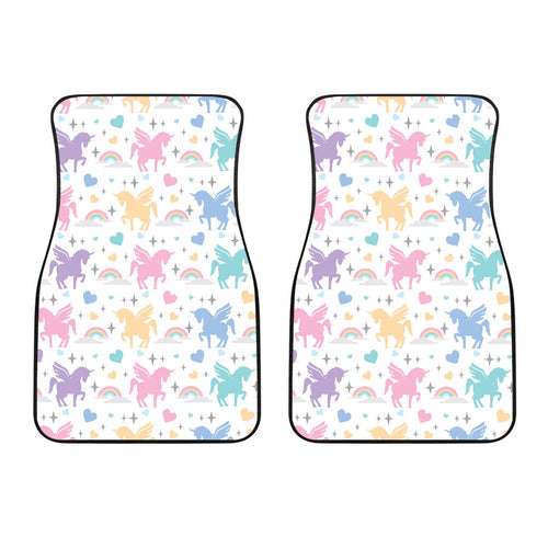 Colorful Unicorn Rainbow Heart Pattern Front Car Mats