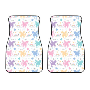 Colorful Unicorn Rainbow Heart Pattern Front Car Mats
