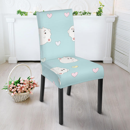White Cute Hamsters Heart Pattern Dining Chair Slipcover