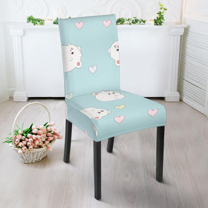 White Cute Hamsters Heart Pattern Dining Chair Slipcover